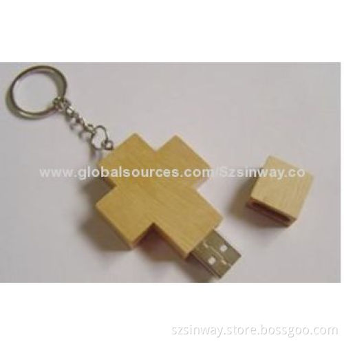 Promotional wooden USB flash memory, full capacity of 2-32GB